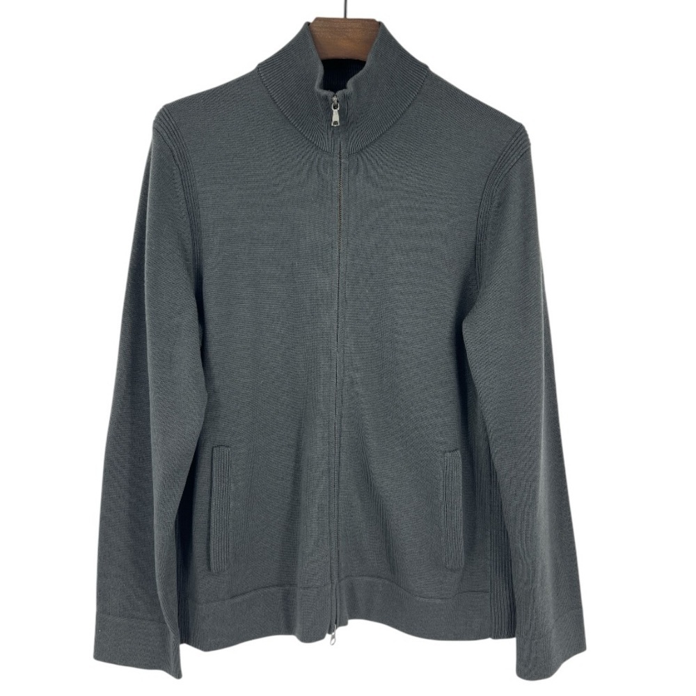 Banana Republic Sweater 100% Wool XL Full Zip Mock Neck Preppy Business Casual